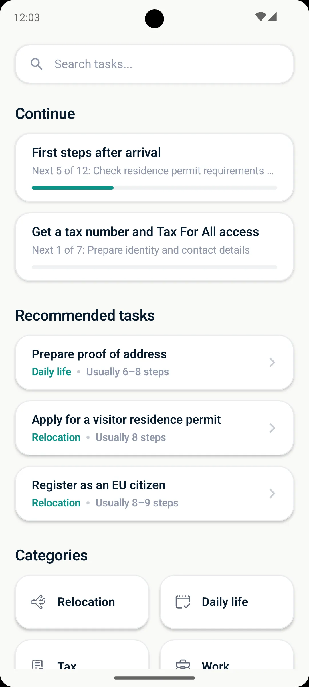 Cyprus Step-by-Step home screen running on Android in English.
