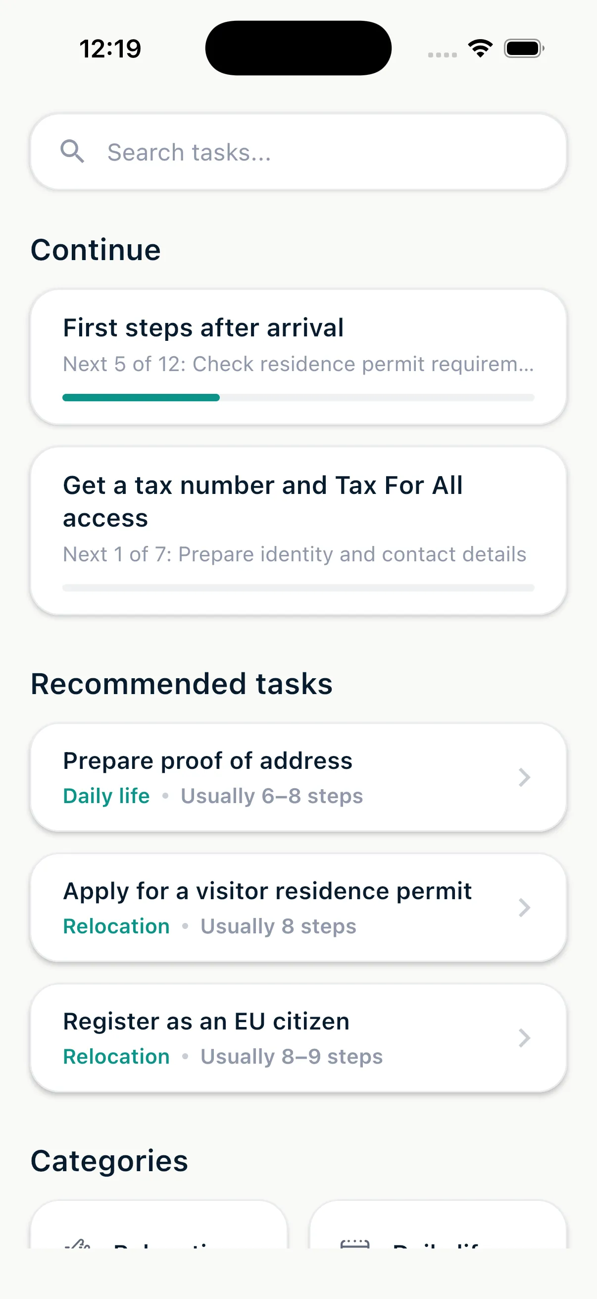 Cyprus Step-by-Step home screen running in the native iOS application shell.